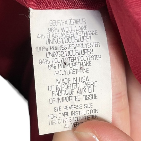 Theory Wool Blazer 4 Gabrielle Tailor Jacket Burgundy Red Single Button Plunging - Picture 3 of 16